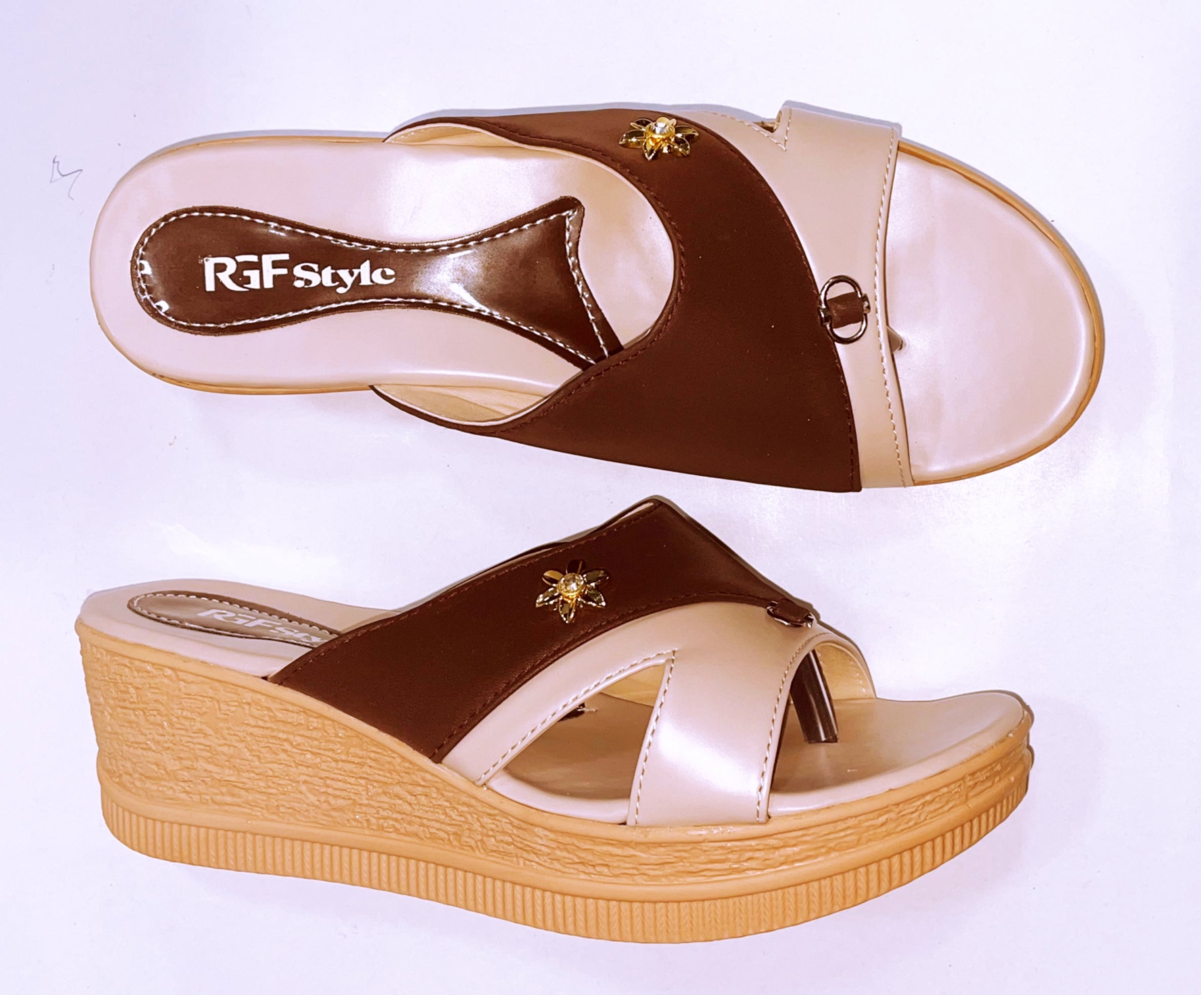 Women's High PU Sole Sandals 873 Brown