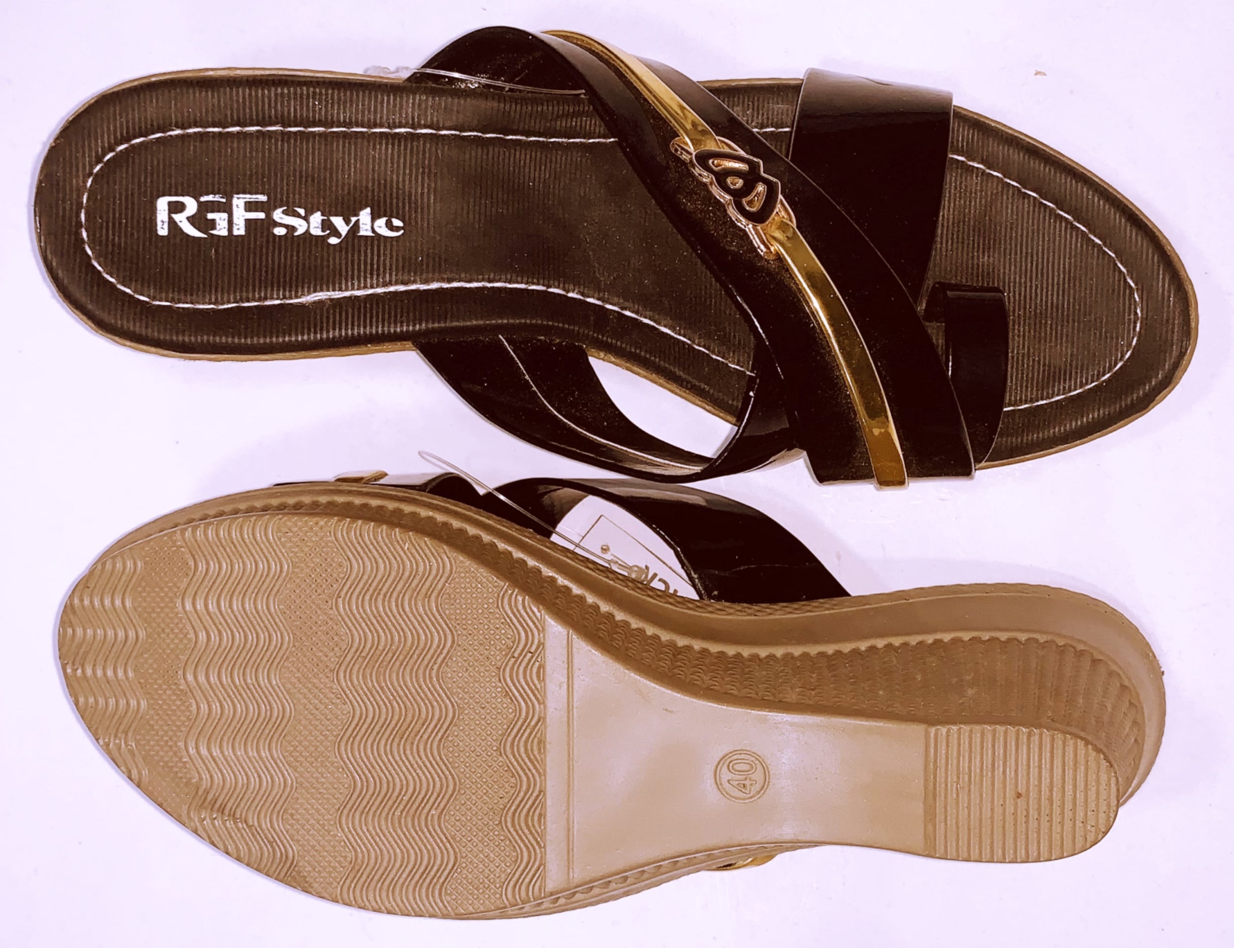 Women's High PU Sole Sandals 877 Black