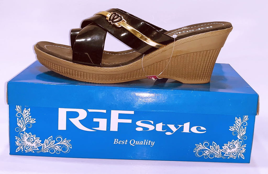 Women's High PU Sole Sandals 877 Black